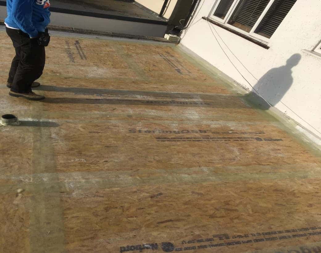 Sheets during fibreglass roof inastallation